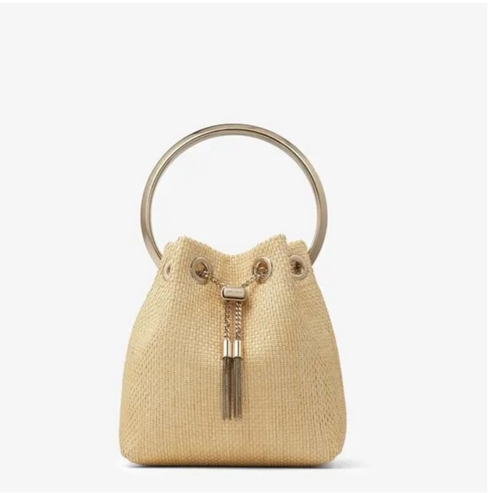 Jimmy Choo Bon Bon Natural Raffia Bag With Chain BRAND NEW WITH TAGS AND RECEIPT